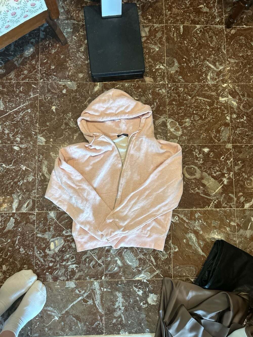 Brandy Melville Light Pink Christy Zip-Up Hoodie One Size